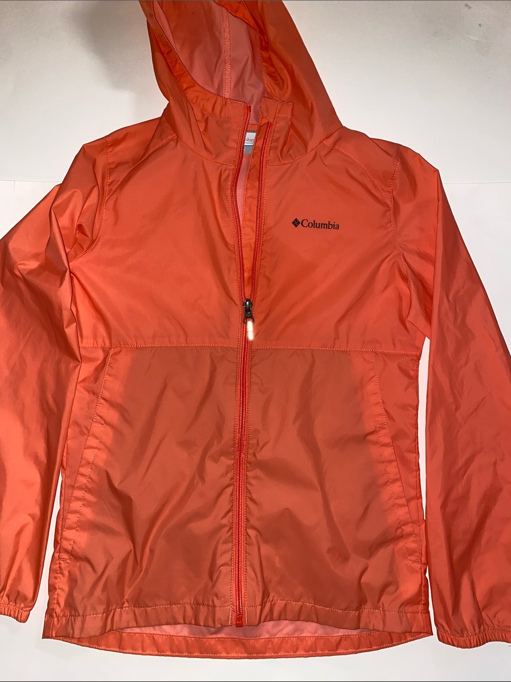 Columbia Bright Orange Kids Hooded Rain Jacket